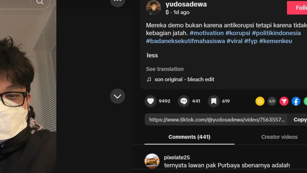 Postingan Anak Menkeu Purbaya Singgung Mahasiswa